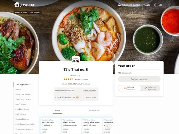 TJ's Thai No5 | Just-Eat.com - Order Online |